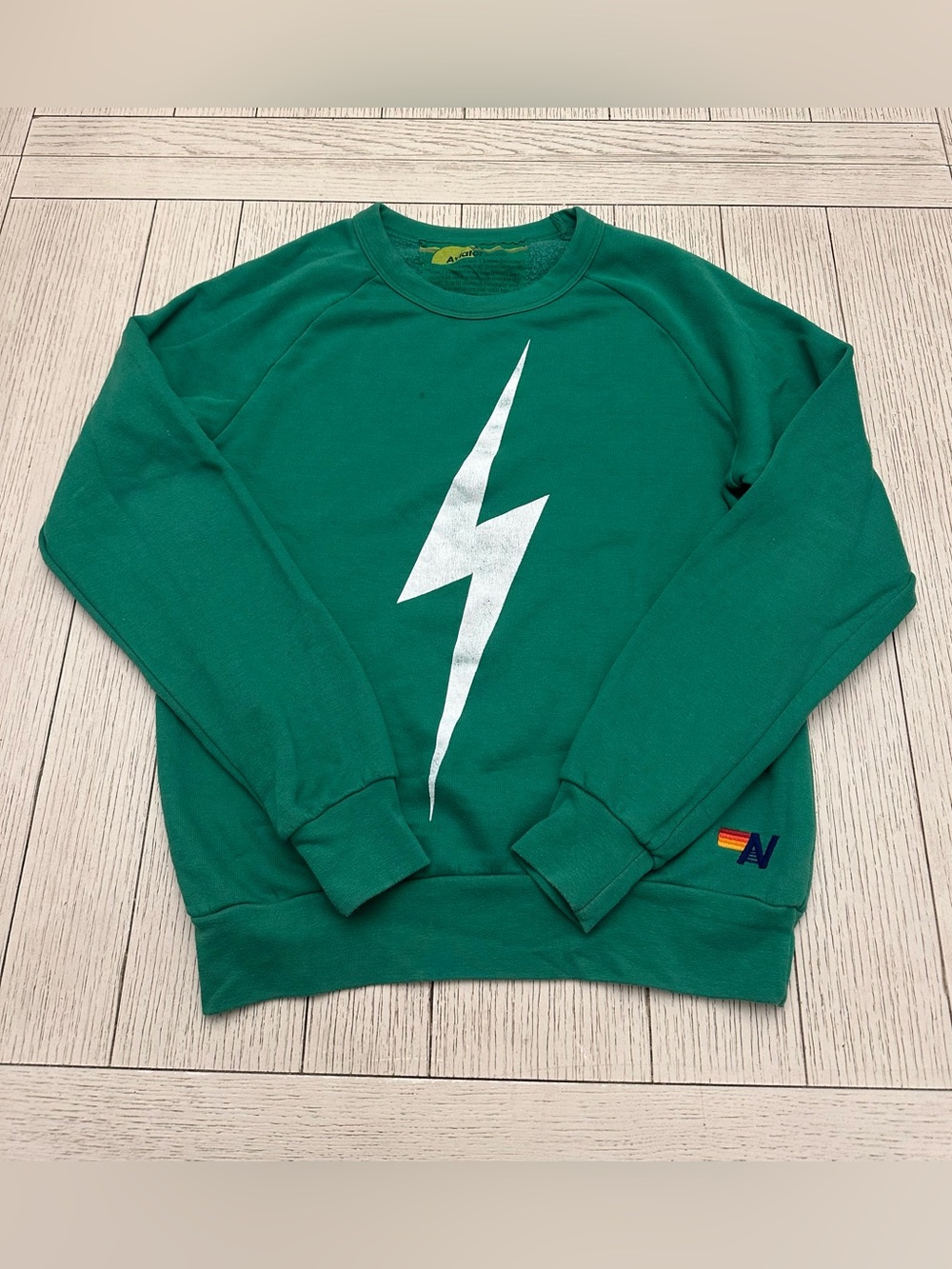Aviator Nation Bolt Crew Sweatshirt Green Size XS